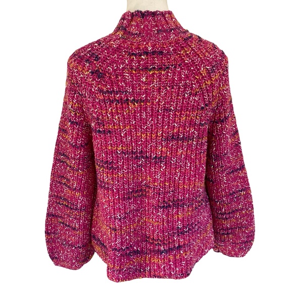 Gap Womens Fuschia Marled Soft Cotton Blend Knit Mock Neck Sweater- Sz-M - Picture 3 of 16